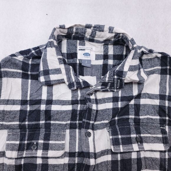 Old Navy Tartan Flannel Button Up Long Sleeve Shirt Mens Size Small S White - Picture 1 of 10